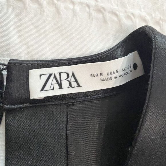 ZARA BLACK RUFFLE V-NECK SATIN WAISTLINE JUMPSUIT STYLE 8758/413/800 - S - Picture 9 of 12